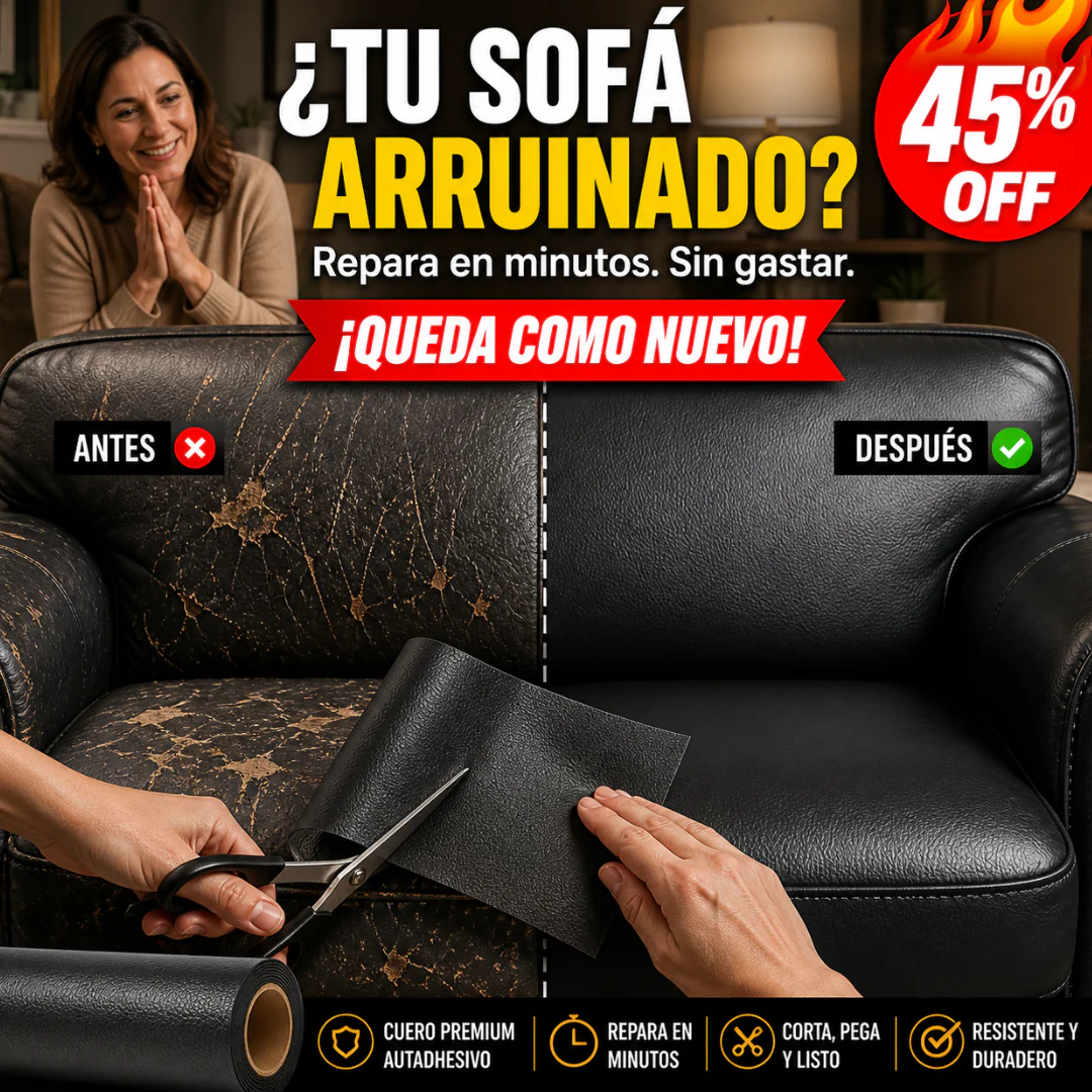 ReparaFácil™ Cuero Autoadhesivo – Recorta y Pega – Sofá y Auto Como Nuevo!