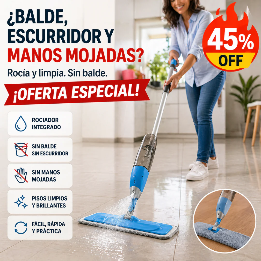 Mopa Pro con Rociador Integrado – Microfibra – Sin Balde Ni Escurridor